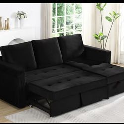 New pull out black sectional with storae and free delivery ge