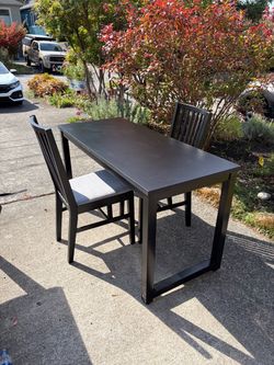 Black Dining Table with 2 Chairs