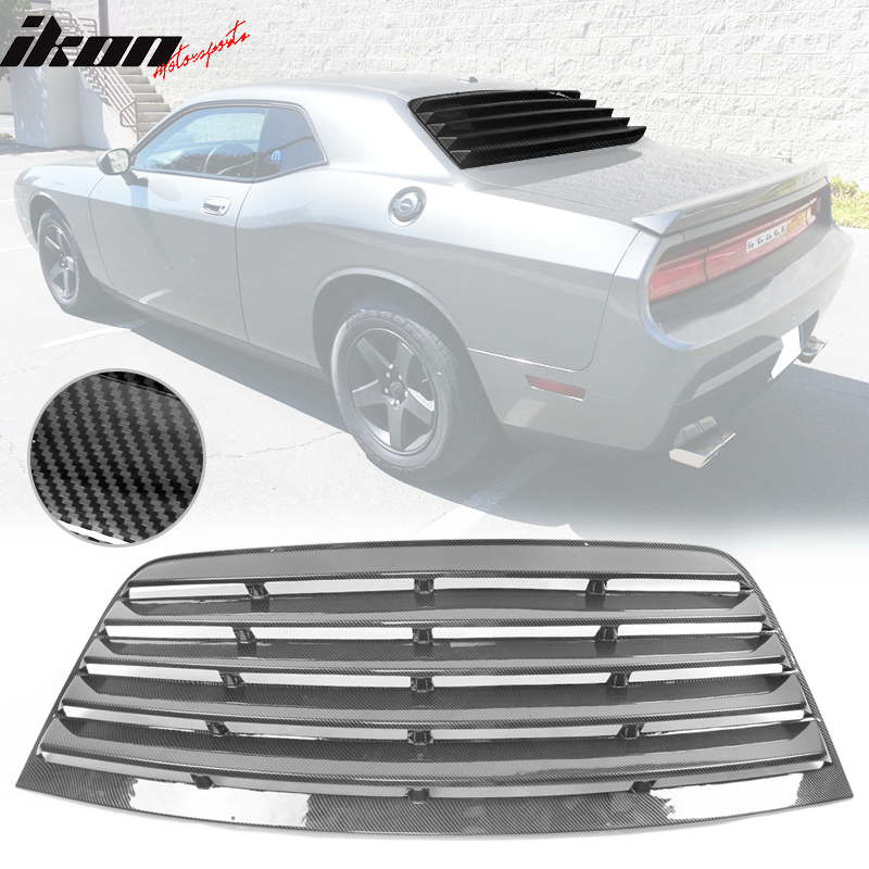 Fits 2008-2023 Dodge Challenger IKON Style Window Louver Cover Carbon Fiber Print