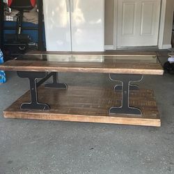 Beautiful Mid Century Farm Table With Wheels 