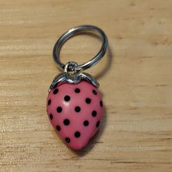 Charm Pink With Black Dots Silver Leaves Strawberry 1"