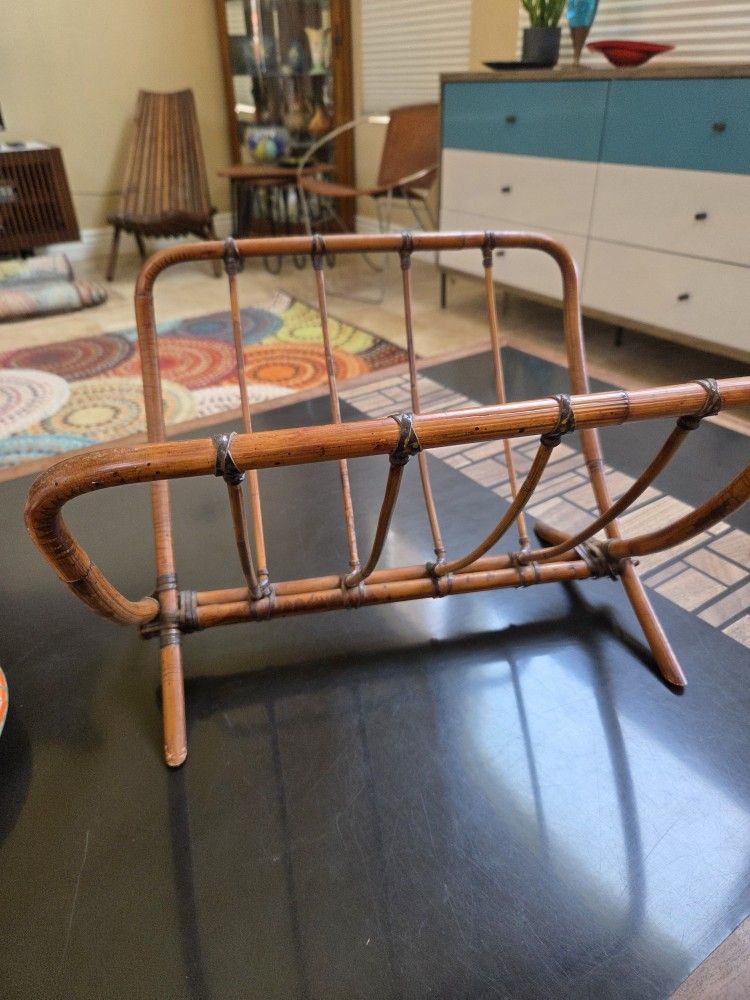 Mid Century Tiki Heywood Wakefield ? Bamboo Magazine Rack