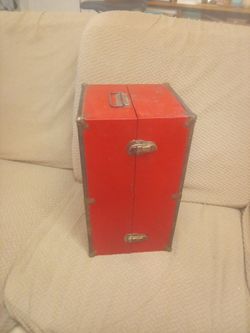 Red Vintage Doll Trunk Storage Box with Latches