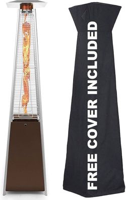 Resort Model 49,000 BTU NATURAL GAS Glass-Tube Flame Patio Heater in Rich-Mocha Matte Finish with Mobility Wheels and Protective Cover  New for 2026 4