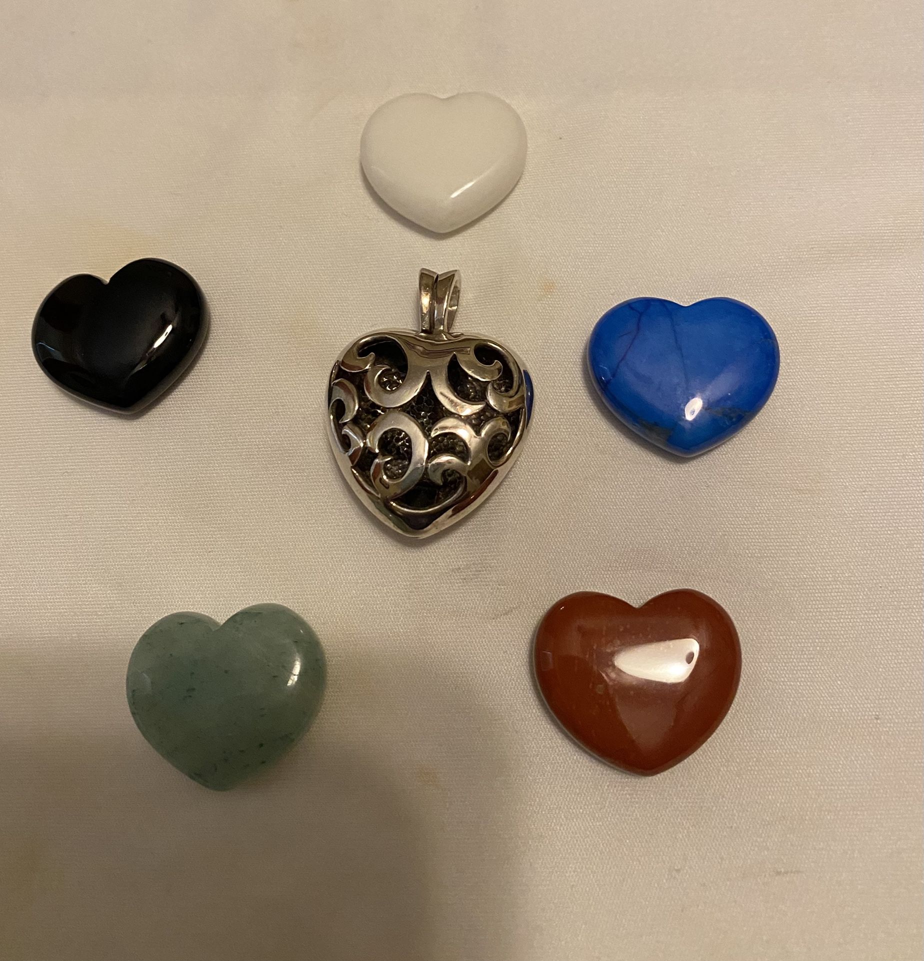 Sterling Silver Open Heart Pendant with 5 changeable Stones
