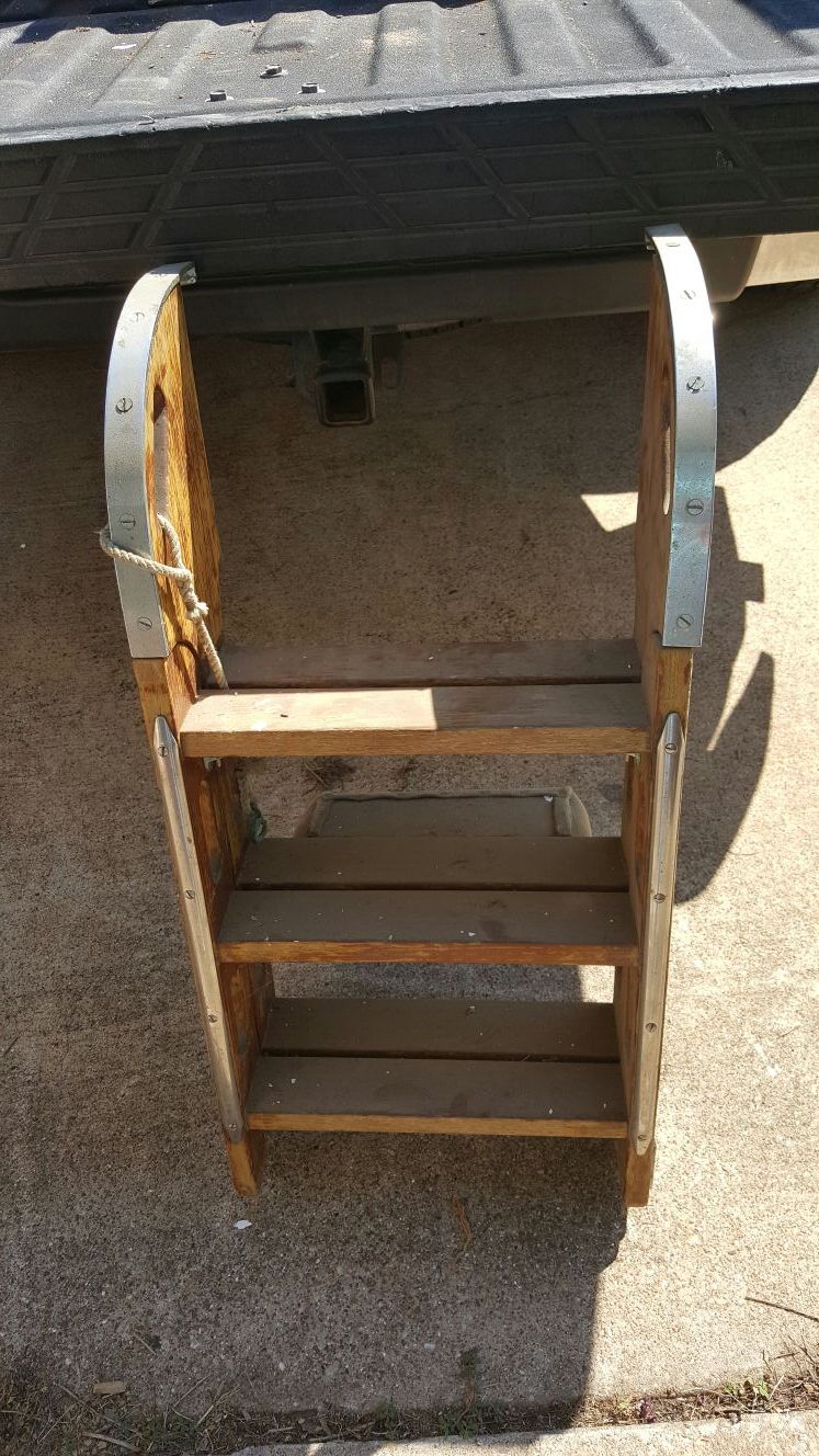 Wooden boat ladder