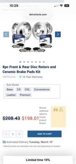 Full new brake kit for a 15 buick encore