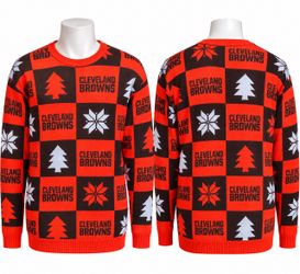 Cleveland Browns NFL Team Apparel Christmas Ugly Sweater Men’s XL Red Orange Brown