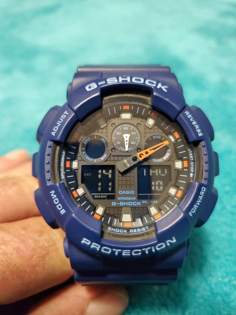 G Shock Blue Orange New Battery Great Condition