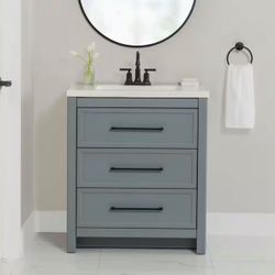 Hailey 31 in. Single Sink Laguna Blue Bath Vanity with White Cultured Marble Top (Assembled)