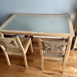 Table For Small Space or For Arts & Crafts & 4 chairs , 4 Feet 2” X 2 Feet 2” Frosted Glass 