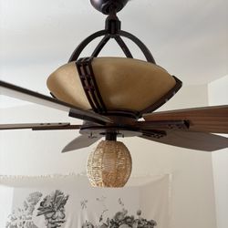 Brown Ceiling Fan With Light 56” 60” Size 