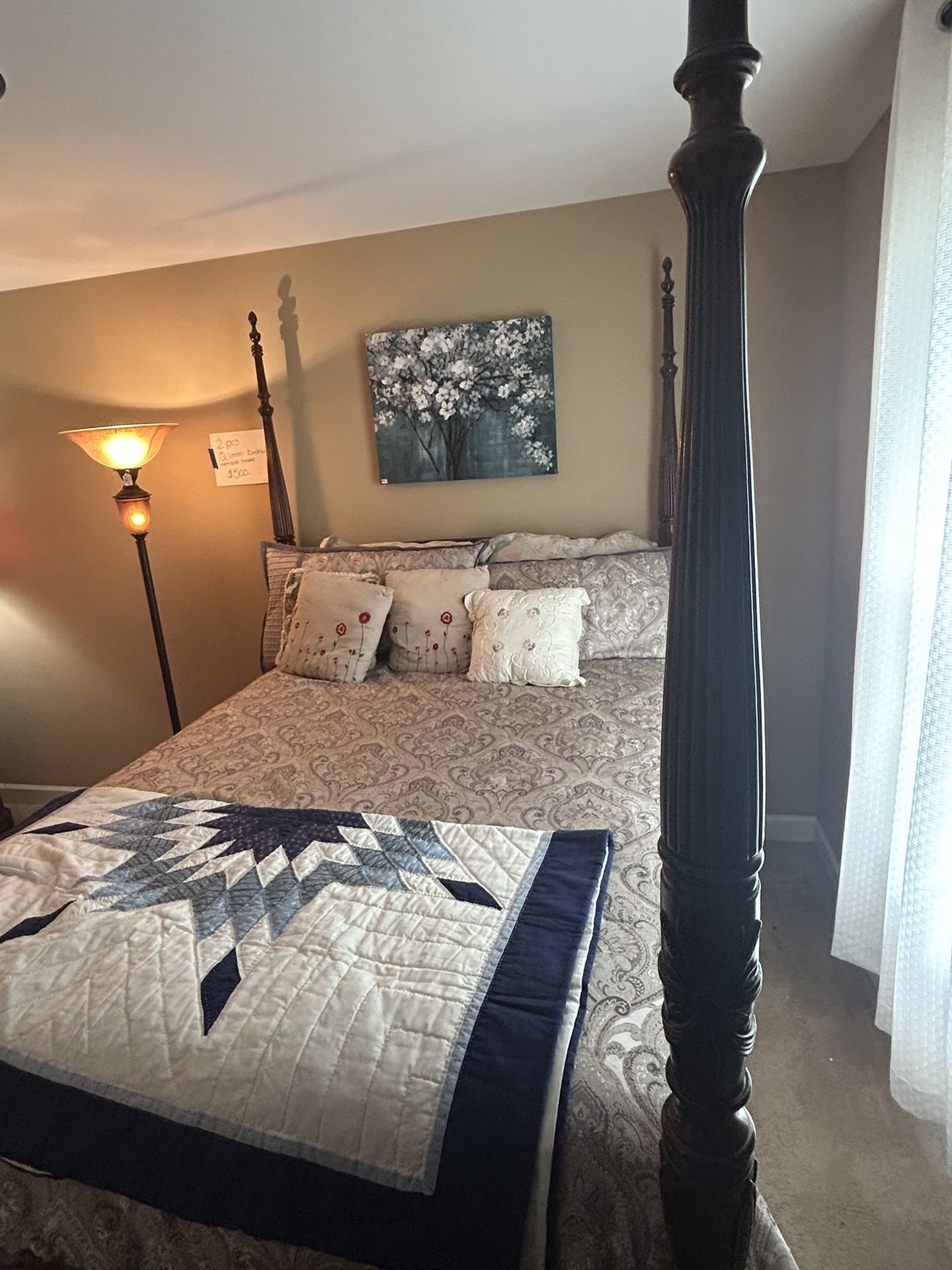 Antique Queen Ann Rice Bedroom Set