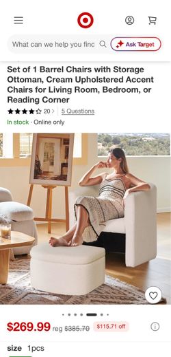 Barrel Chair + Ottoman Set