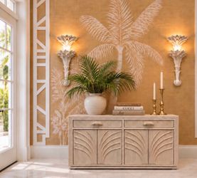 Vintage White Pencil-Reed Rattan Buffet Sideboard Credenza – Palm Beach Regency