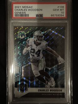 Charles Woodson 2021 Mosaic Genesis PSA 10 #106  Raiders Rare SSP