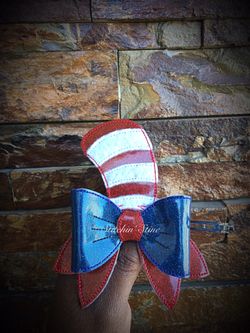 Dr. Seuss Cat in the Hat Pigtail Bows