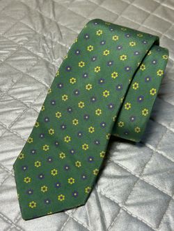 Burma Bibas 100% Silk Italian Green Floral Print Necktie