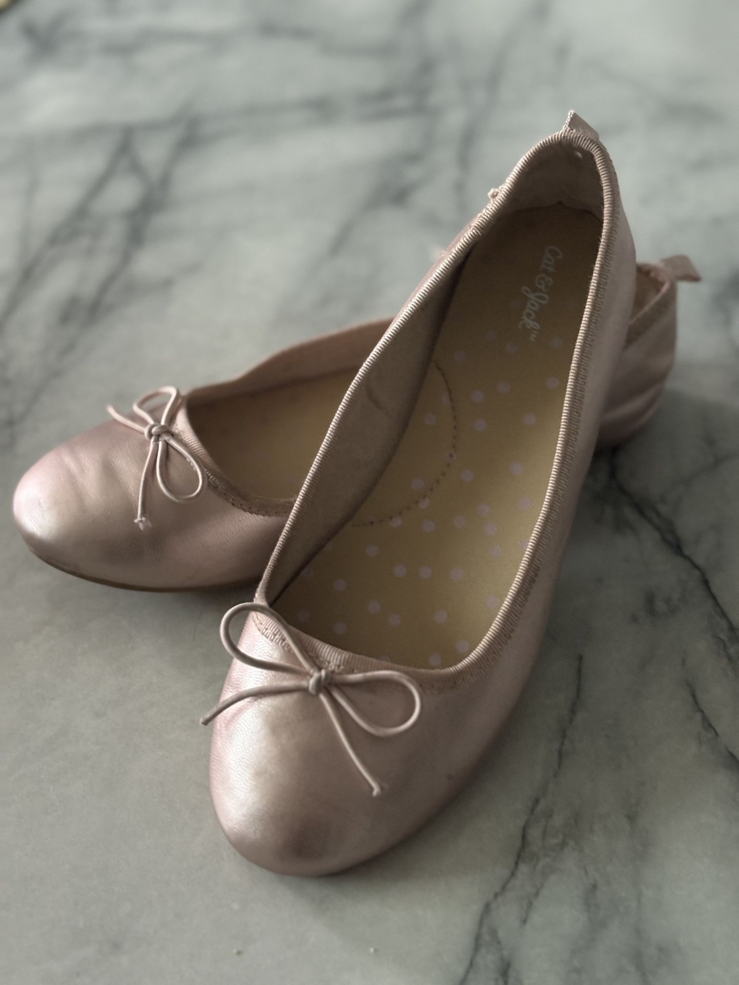 Cat & Jack Girls Pink Flat Ballet Shoes Size 2
