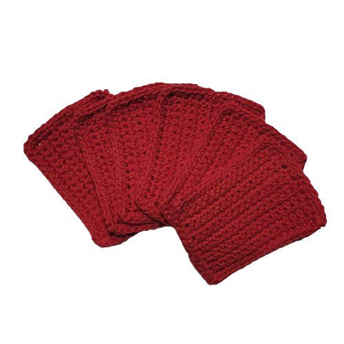 Red Handmade Reusable Cotton Sponges-Set of 6