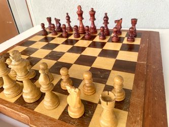 ** Wooden 16 inches² Chess board w/Wooden Chess Pieces **