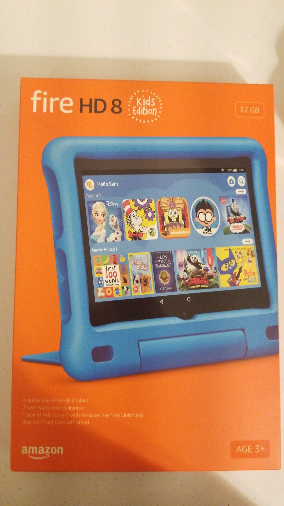 Amazon Fire Tablet HD 8 Kids Addition 32GB Light Blue Case with Stand - Brand New Never Used