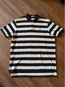 Polo by Ralph Lauren, black and beige striped button up shirt Polo by Ralph Lauren, black and beige striped button up shirt