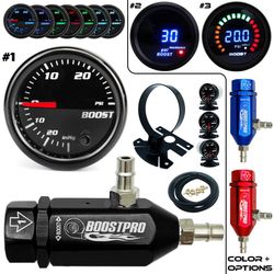 BoostPRO Manual Boost Controller Kit w/ 52mm Turbo Boost Gauge + Mount