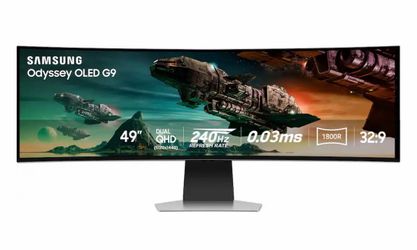Samsung - 49" Odyssey OLED G950 DQHD 240Hz 0.03ms G-Sync Compatible Curved Smart Gaming Monitor - Silver