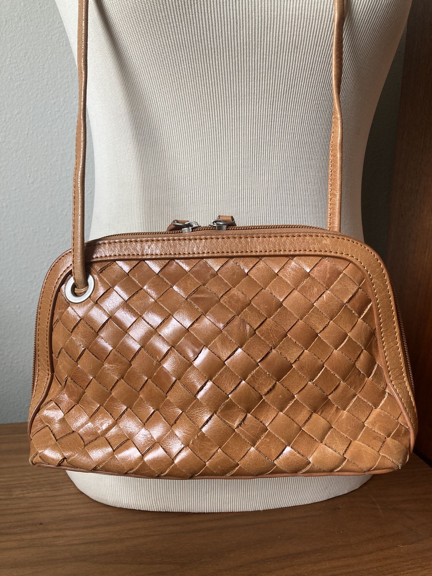 Vintage Bo Bo Bags CA Woven Leather Crossbody Bag