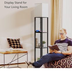 Lamp/Stepless Color Temperature & Dimmable, Floor Lamp with Shelves with 2 Usb Charging Ports