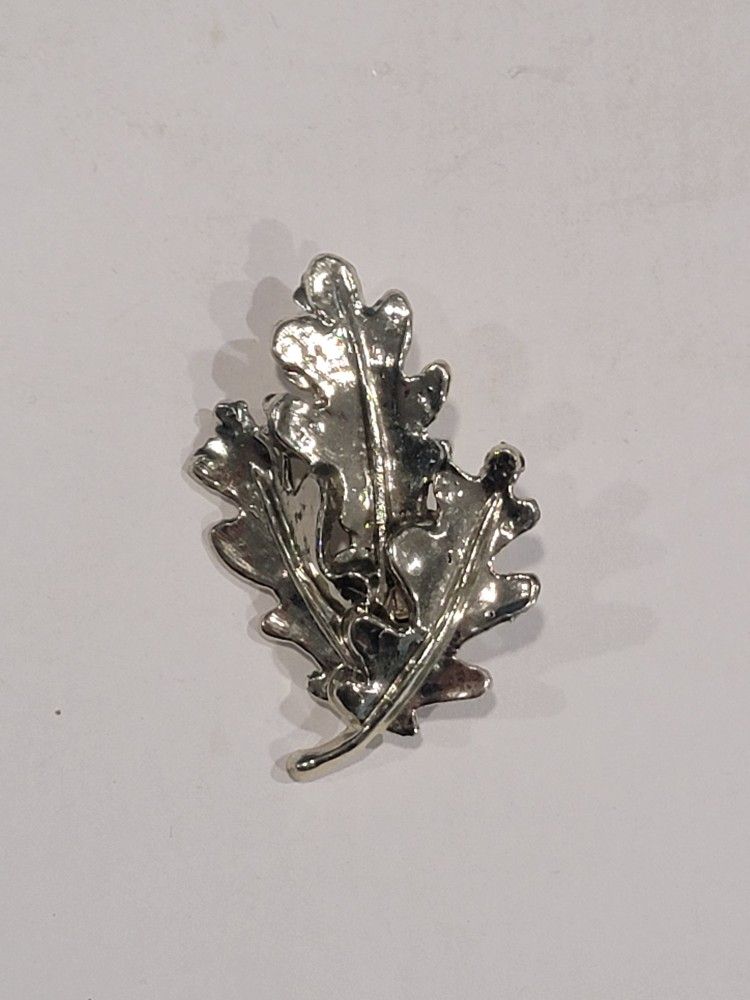 Vintage Three Silver Oak Leaves Pin Brooch 2.25” Long