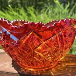 Orange Carnival Glass Bowl 