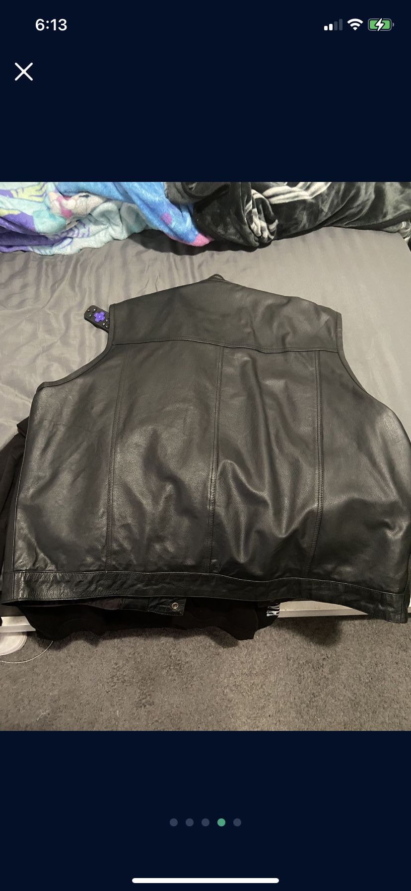 Leather Vest Silver Bike Brand