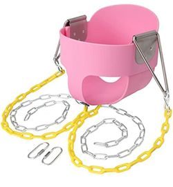 Open Box lvssiao Toddler High Back Full Bucket Swing Seat, Toddler Swing Seat with Heavy Duty Plastic Coated Chain + Snap Hooks + Tree Hanging Straps