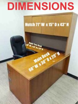 L Shaped Office Desk with Hutch & Drawers