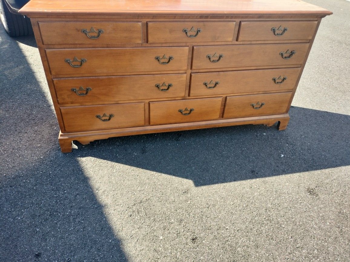 Vintage Solid Maple Wood Meeting House 10 Drawer Dresser