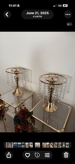 Gold Crystal Beaded Wedding Vase