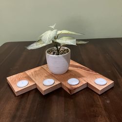 Wooden Tea Light Holders. 4 Piece Set