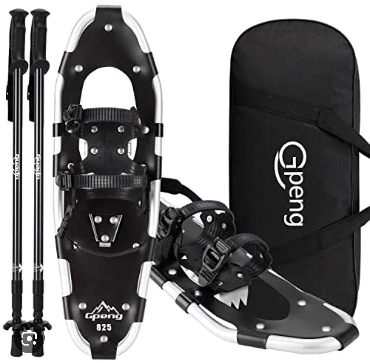 Gpeng 3-in-1 Xtreme Lightweight Terrain Snowshoes for Men Women Youth Kids, Light Weight Aluminum Alloy Terrain Snow Shoes with Trekking Poles and Car