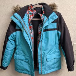 Coat, Cherokee, Medium 7/8, Turquoise/Red/Gray/Black not Blue in Photo