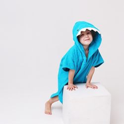 Personalized Kids Hooded Terry Bathrobe towel For Boys and Girls, Shark. New with tags!

Material: natural soft terry cotton 100%
Color: sea wave
Size