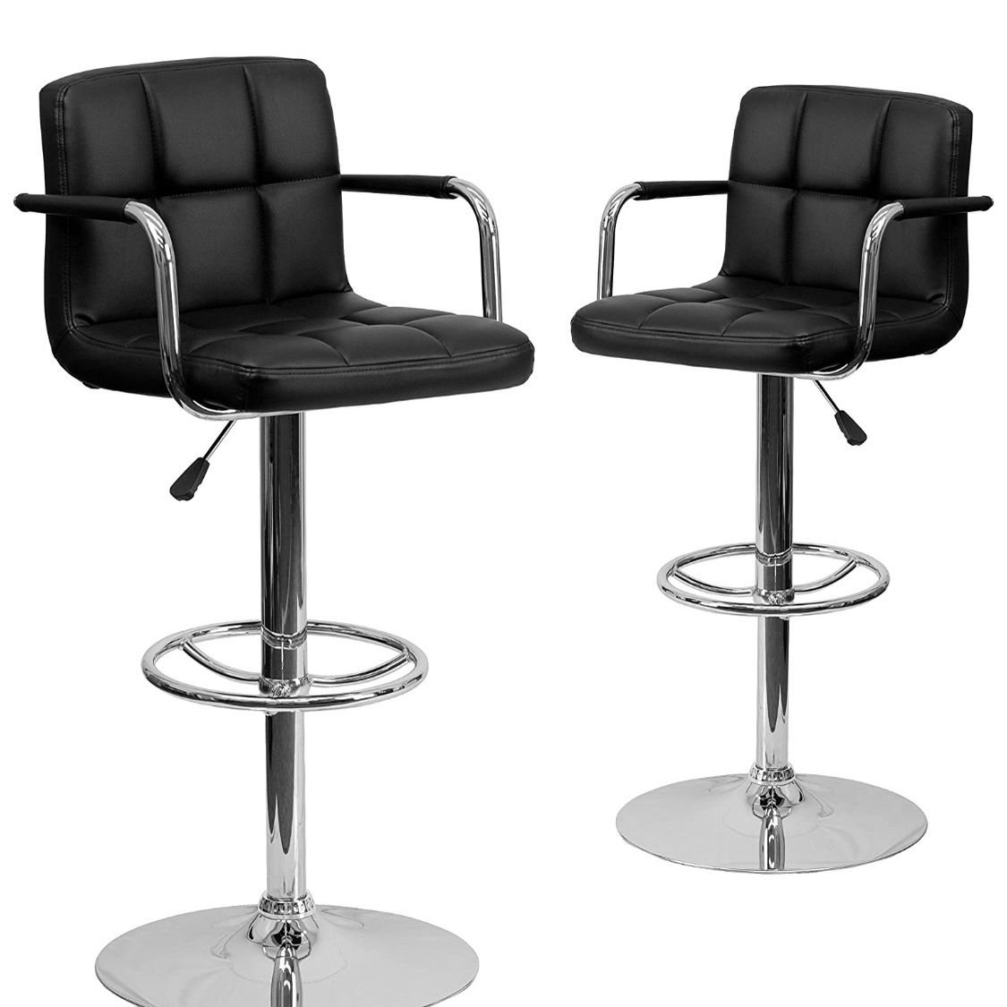 2 Black Faux Leather Bar Stools Like New, Almost Not Used