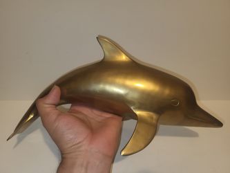 Vintage Brass Large Sculpture Dolphin