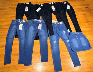 Lot of 8 Women’s New With Tags Jeans & Denim Skirt Mixed Sizes S–L