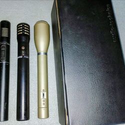 3 Electret Condenser Microphones Mics Shure Audio Technica Optimus with XLR cables