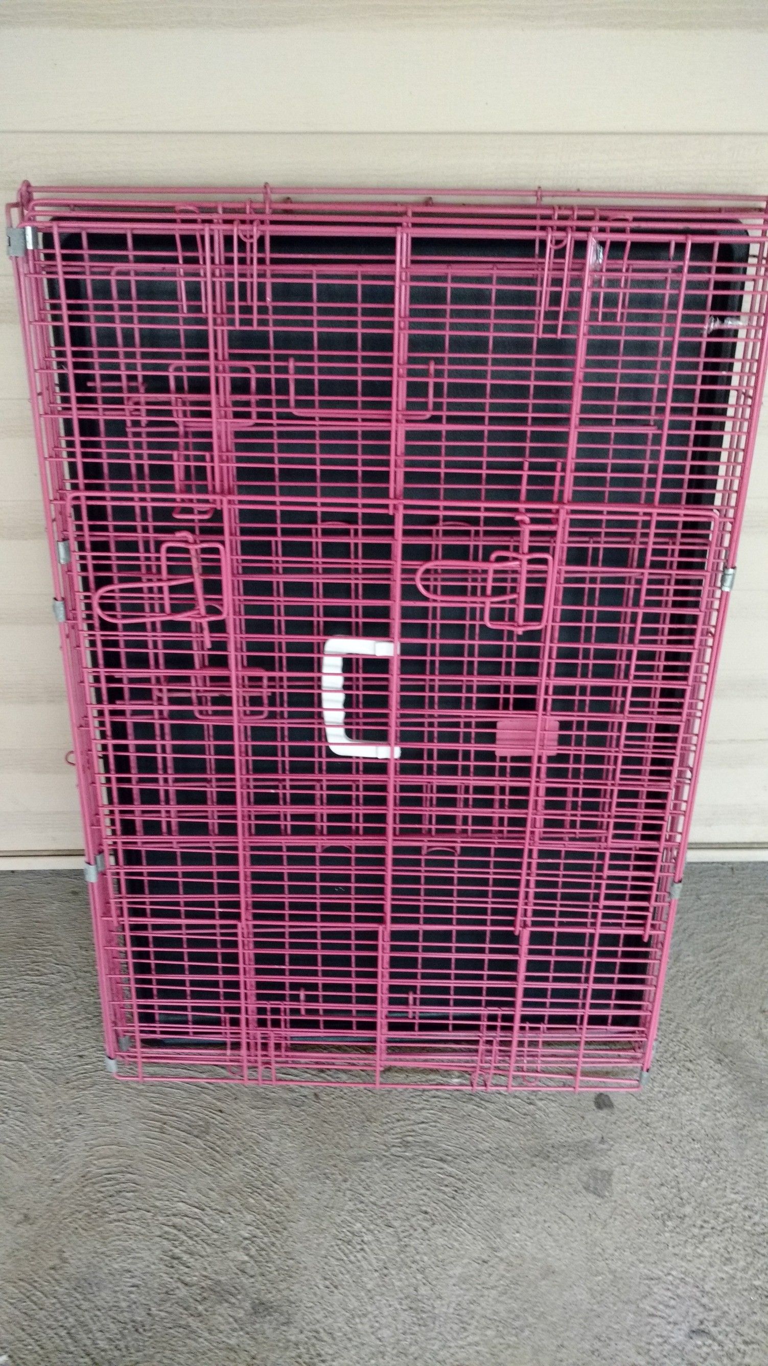 36in long pink large folding dog crate kennel