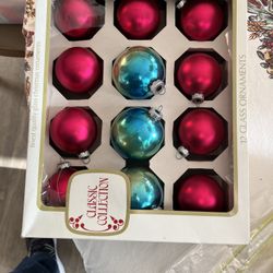 Vintage Set Of Mercury Glass Ornaments Boxed