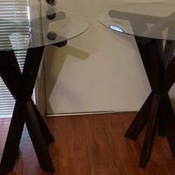 Two Wood And Glass End Tables Side tables