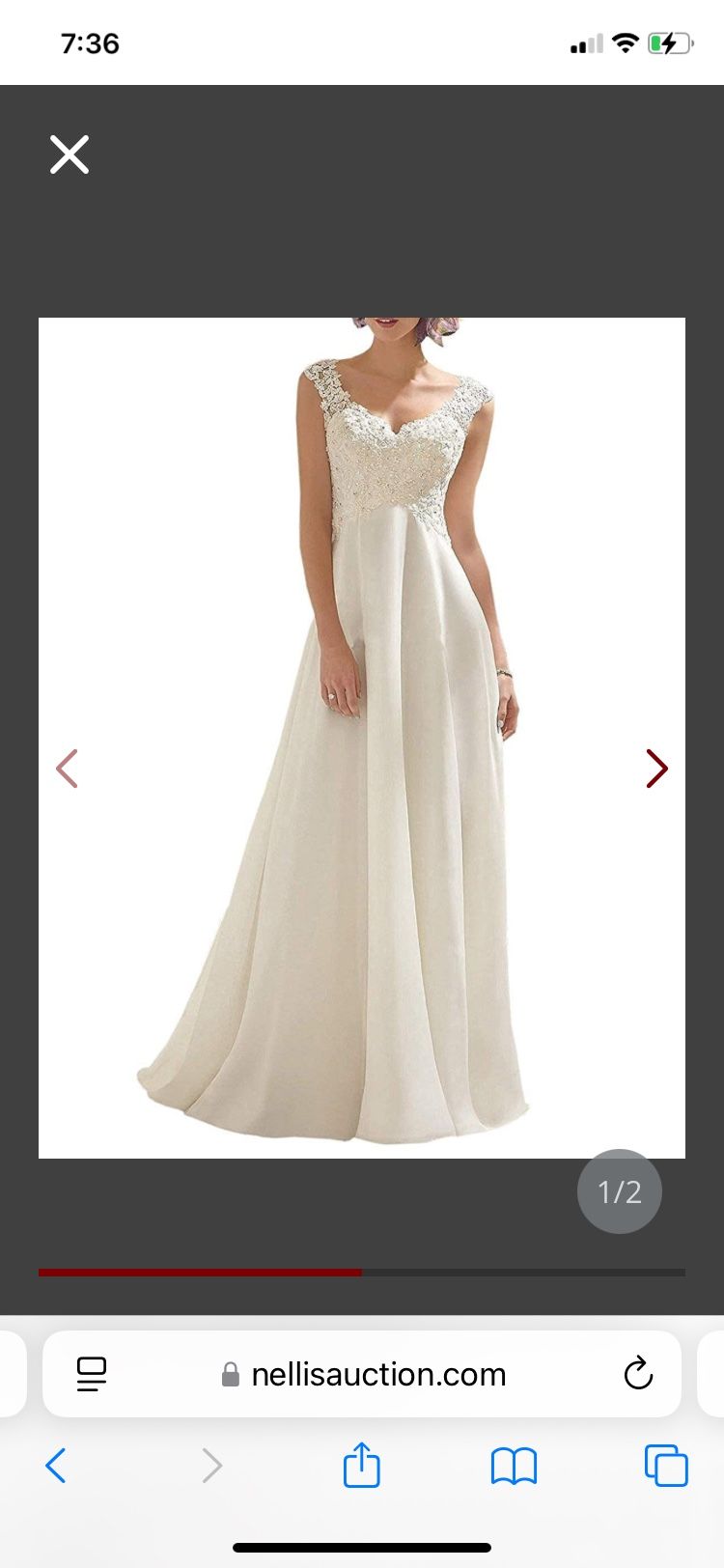 Abaowedding Women's Wedding Dress Lace Double V-Neck Sleeveless Evening Dress